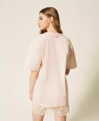 TWINSET ACTITUDE T-shirt over MYFO con stampa e ricamo