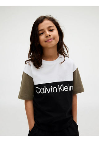 Calvin Klein Jeans T-shirt con logo a righe grosse colorate