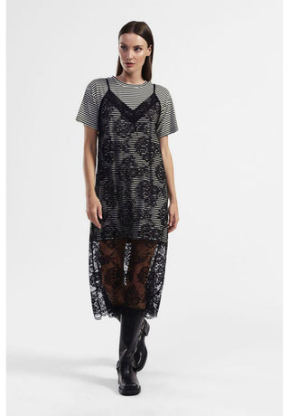 DIXIE Vestito a righe con pizzo