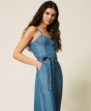 TWINSET ACTITUDE Tuta in jeans con cintura
