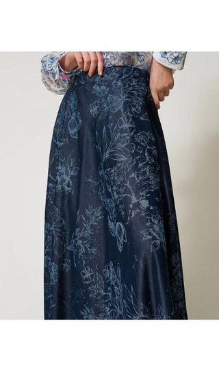 TWINSET ACTITUDE Gonna  jeans  fiori
