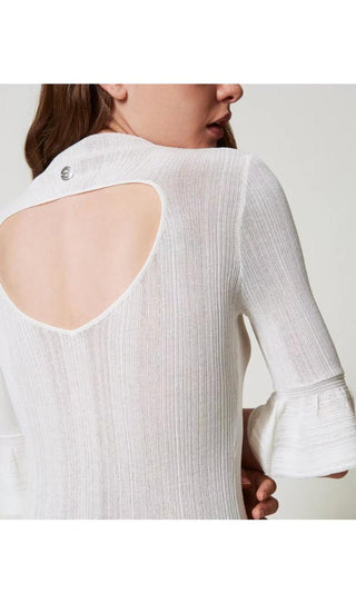 TWINSET ACTITUDE Maglia fitted a coste con volant