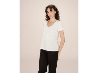 Grace & Mila T-shirt collo a V in cotone e cachemire