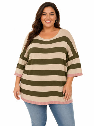 SUSY STAR Maglia rigata scollo a barchetta