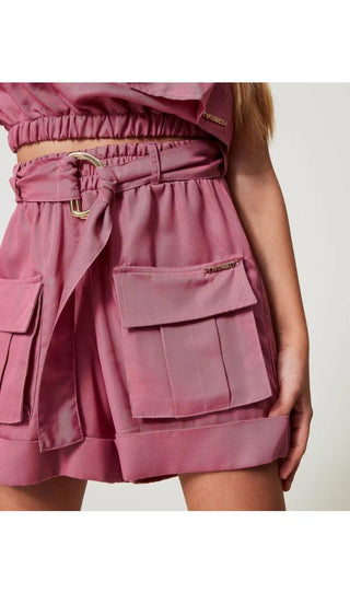TWINSET GIRL Shorts con tasche utility e cintura