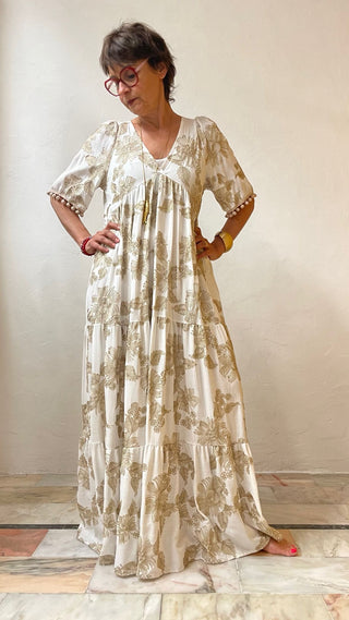 DIXIE Abito lungo con stampa floreale e maniche ampie
