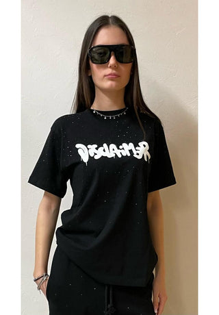 DISCLAIMER T-shirt glitter in Cotone