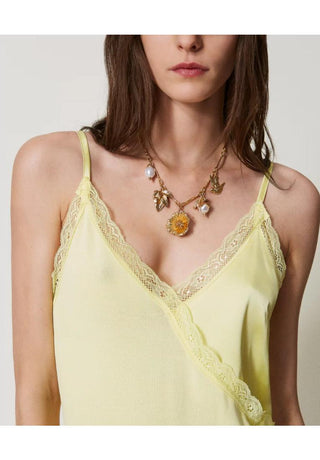 TWINSET ACTITUDE Abito longuette in maglia con pizzo