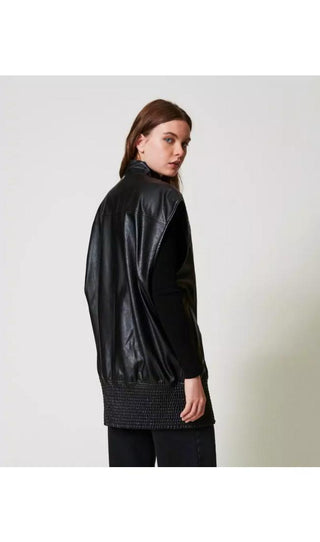 TWINSET ACTITUDE Gilet lungo effetto pelle
