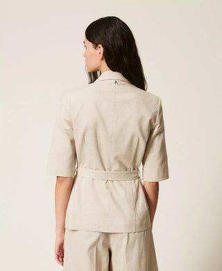TWINSET ACTITUDE Giacca blazer in misto lino con lurex