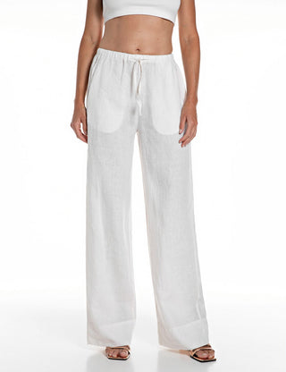 REPLAY Pantalone palazzo in puro lino