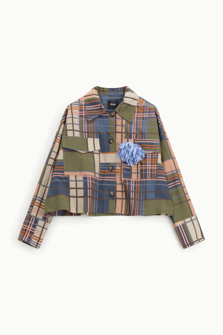 DIXIE Blazer corto fantasia a quadri tasche applicate