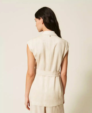 TWINSET ACTITUDE Gilet con stampa e cintura