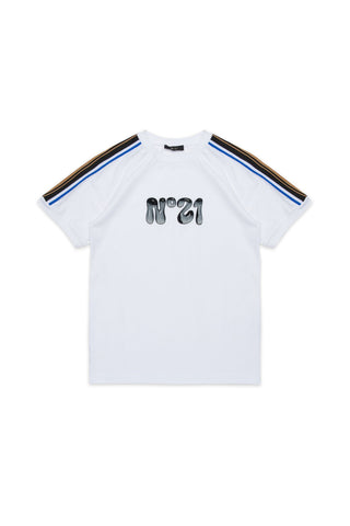 N°21 T-shirt con logo e dettagli a righe