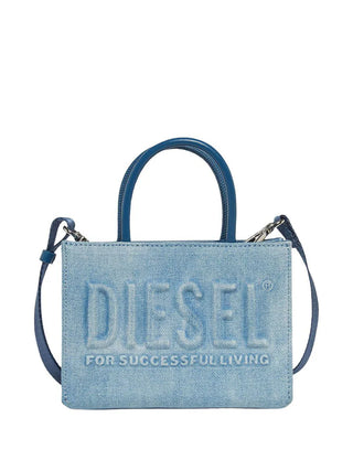 Diesel Accessori DSL 3D Mini-Borsa in denim con logo in rilievo