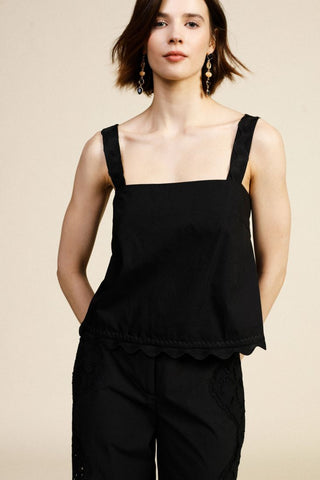 DIXIE Top stampato con pizzo e scollo a v