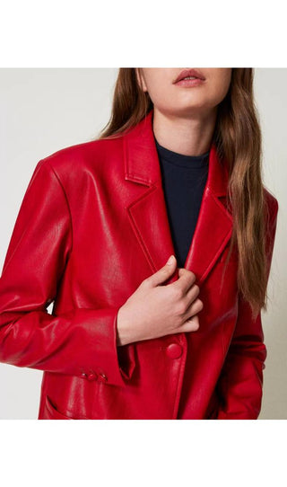 TWINSET ACTITUDE Giacca blazer lunga effetto pelle