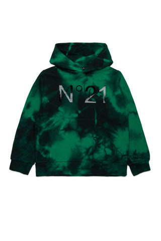 N°21 Felpa in cotone tie-dye con cappuccio
