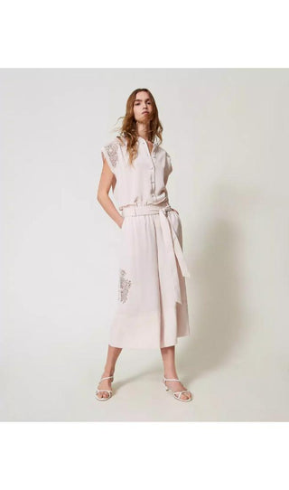 TWINSET ACTITUDE Camicia in twill con ricamo