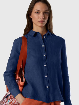 NORTH SAILS Camicia in lino con logo ricamato