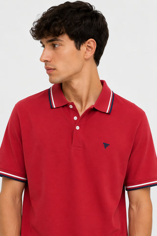 FREDMELLO Polo a Manica Corta in Piquet Stretch