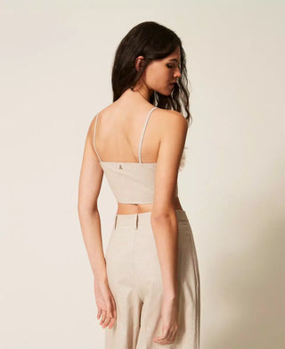 TWINSET ACTITUDE Top in misto lino con lurex