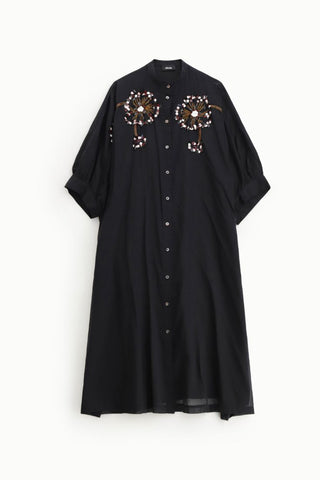 DIXIE Abito midi con maniche tre quarti, ricamo floreale