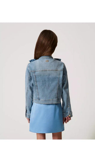 TWINSET GIRL Giacca denim con rose