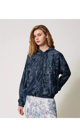 TWINSET ACTITUDE Bomber jeans fiori