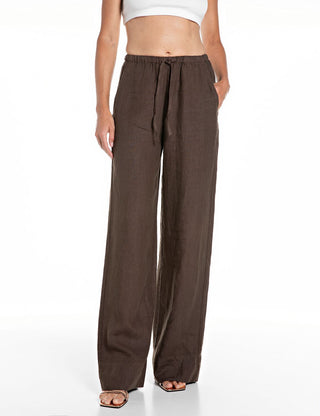 REPLAY Pantalone palazzo in puro lino