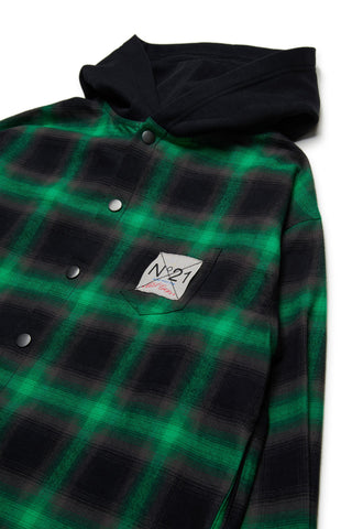 N°21 Giacca camicia a quadretti con cappuccio