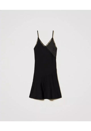 TWINSET ACTITUDE Abito longuette in maglia con pizzo