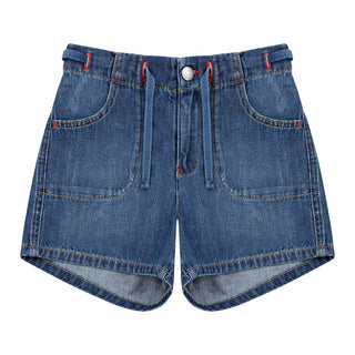 REPLAY Short in denim con coulisse