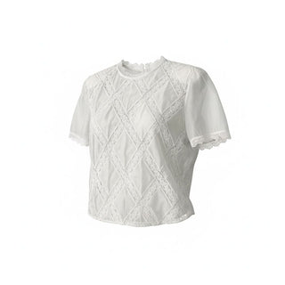 MOTEL MAGLIA Blusa cropped a maniche corte in popeline di cotone