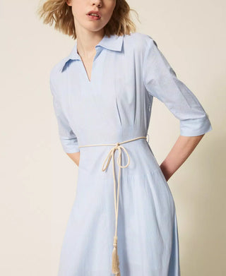 TWINSET ACTITUDE Abito lungo a righe con ricamo
