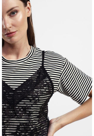 DIXIE Vestito a righe con pizzo