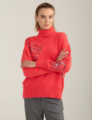 FREDMELLO FW25W12MD MAGLIA Maglia dolcevita con ricami floreali