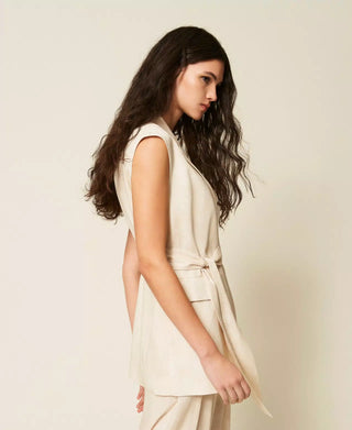 TWINSET ACTITUDE Gilet con stampa e cintura