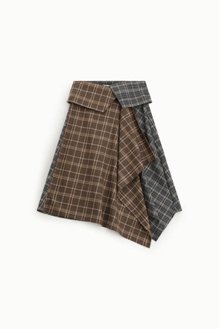 DIXIE GDCHYMC GONNA Gonna corta asimmetrica a quadri con pannelli