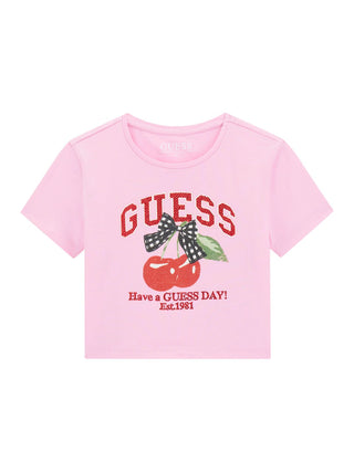 GUESS T-SHIRT T-shirt cropped con stampa ciliegie