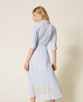 TWINSET ACTITUDE Abito lungo a righe con ricamo