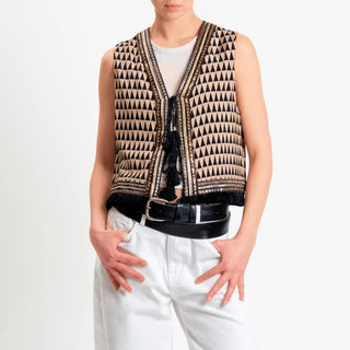 DIXIE Gilet con motivo geometrico e frange