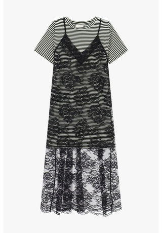 DIXIE Vestito a righe con pizzo