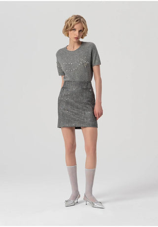 FRACOMINA Gonna slim mini in tweed con paillettes