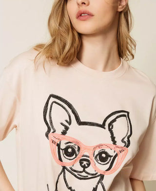 TWINSET ACTITUDE T-shirt over MYFO con stampa e ricamo