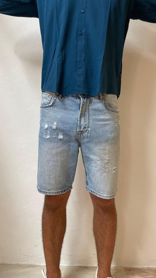 GIANNI LUPO Bermuda in jeans con rotture